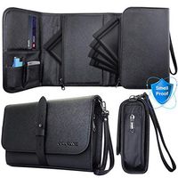 COLCASE Smell Proof Bag, Odor Proof Stash Case Container for Herbs Medicine, Premium Leather Large RFID Blocking Travel Storage Case (Black)