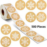 Snowflake Label Stickers Happy New Year Stickers Thank You Seal Stickers Valentine's Day Stickers Inspirational Quote Stickers (White Snowflakes, 500 Pieces)