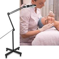 Magnifier Floor Lamp with 4-Wheel Rolling Base,Salon Magnifier Lamp 5X Floor Lamp Rolling Stand Adjustable Magnifying Light Beauty Manicure Tattoo Skincare Equipment