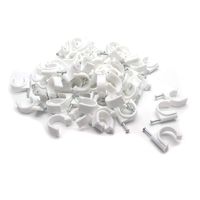 Cyful 20mm/0.78'' Round Cable Wire Clips Cable Management Cord Tie Holder Coaxial Nails Tacks for RG6 RG59 CAT5 CAT6 RJ45,Pack of 100