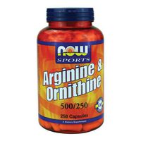 Now Foods Arginine & Ornithine 500/250mg - 250 Caps 2 Pack