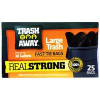 Trash Away Fast Tie Trash Bags (25 Ct, 30 Gallons) - Black