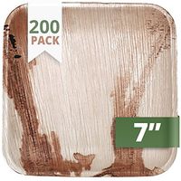 CaterEco Square Palm Leaf Salad Plates (200 Pack) | Ecofriendly Disposable Dinnerware | Heavy Duty Biodegradable Party Utensils for Wedding, Camping & More