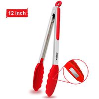 Kitchen Tongs - Stainless Steel Cooking Tongs with Silicone Tip, Heavy Duty, Non-Slip Food Tongs for Cooking, Barbecue, Salad, Grilling ＆ Griping (12 inch)