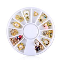 Nail Art,Putars Fashion 3D Nail Art DIY Gold Flower Ring Decoration Alloy Pearl Jewelry + Wheel