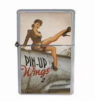 Customized Collectables Pinup Wings Sexy Girl WWII Vintage Flip Top Oil Cigarette Lighter