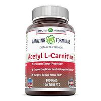 Amazing Nutrition Amazing Formulas Acetyl L-Carnitine For Energy Production, Supports Brain Health & Cognitive Function, Helps Reduce Nerve Pain, (Non-GMO, Gluten Free), 1000 Mg (120 Tablets)