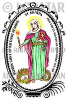 St Martha Patron Saint of Battling Demons 4"x6" Set of 6 Linen Postcards