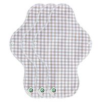 think ECO [Check Pattern 3p] Organic Reusable Cotton Pads, Menstrual Pads, Sanitary Napkins, Check Pattern, 3 Pads. (CP Day Pad Plus)