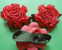 48pc Cabbage Rose W/leaf Flower Appliques/craft-6colors -(Pick Color) (Deep pink)