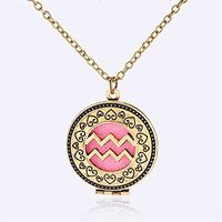 Zodiac Sign Aquarius Pendant Necklace for Aromatherapy Essential Oil Fragrance Diffuser Pendant Locket Jewelry Chain Copper Perfume Necklace with 5 Refill Pads