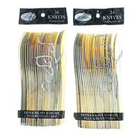 LIL 48 ct Polished Gold Knives Lillian Cutlery Heavy Weight Plastic Party Utensils