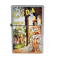 Wind Proof Dual Torch Refillable Lighter Vintage Poster D-040 Cuba - Holiday Isle of The Tropics" Vintage Travel