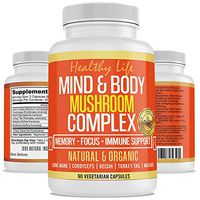 Mind & Body Organic Mushrooms Lions Mane Cordyceps Reishi Turkey Tail Maitake with Black Pepper Extract for Better Absorption Increase Focus & Clarity Quicken Reaction, Boost Memory Organic Certified