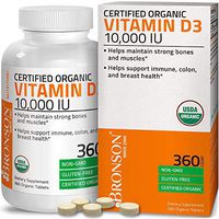 High Potency Vitamin D3 10,000 IU for Immune Support, Healthy Muscle Function & Bone Health, USDA Certified Organic Non-GMO Gluten Free Vitamin D Supplement, 360 Tablets