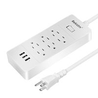 Power Strip with USB Ports - Rekidm 1875W 15A Power Strip Surge Protector 6 Outlets and 3 USB Ports with On/Off Switch - Safe and Durable High Conductivity Copper Design - 5ft Extension Cord 100-240V