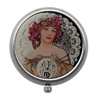 Pill Box with Vintage Zodiac Sign Design | Compact Pill case for Pocket or Purse