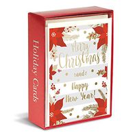 Poinsettias and Stripes Boxed Note Cards