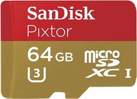 SanDisk - Pixtor Advanced 64GB microSDXC Class 10 UHS-3 Memory Card - Red/Gold