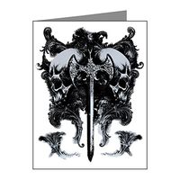 Note Card Dragon Sword and Skulls Medieval