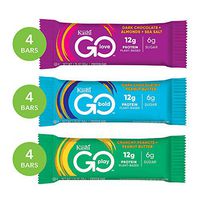Kashi GO Variety Pack Protein Bars - Dark Chocolate Almond Sea Salt, Crunchy Peanut Butter, Dark Chocolate Peanut Butter, Vegan, Non-GMO Project Verified, Box of 12