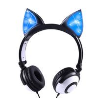 Esonstyle Kids Headphones Over Ear with LED Glowing Cat Ears,Safe Wired Kids Headsets 85dB Volume Limited, Food Grade Silicone, 3.5mm Aux Jack, Cat-Inspired (led cat Ear Kids Headphones-Black)