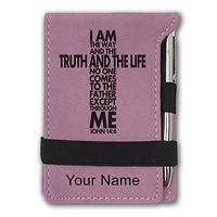 Mini Notepad, Bible Verse John 14:6, Personalized Engraving Included (Pink)