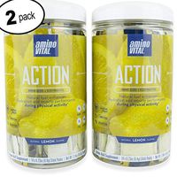 Amino VITAL Action – Fermented Vegan BCAAs Amino Acid Powder + Electrolytes in Single Serve Packets | Keto Friendly Supplement with Glutamine & Arginine |Lemon | 2 Canister Bundle