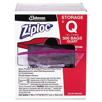 Ziploc 94601 Double Zipper Storage Bags, Plastic, 1qt, Clear, Write-On ID Panel (Box of 500)