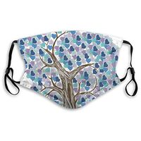 Fashion Comfortable Windproof mask,Fairy Tree with Curvy Branches and Heart Shaped Flowers Growing Love Patterns,Printed Facial Decorations for Unisex M