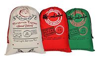 KEFAN 3 Pack Christmas Bag Santa Sack Canvas Bag for Gifts Santa Sack with Drawstrings Extra Large Size 27.5"x19.5"