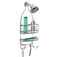 iDesign York Metal Wire Hanging Shower Caddy, Extra Wide Space for Shampoo, Conditioner, and Soap with Hooks for Razors, Towels, and More, 10" x 4" x 22", Silver