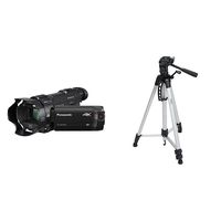 PANASONIC HC-WXF991K 4K Cinema-Like Camcorder, 20X LEICA DICOMAR Lens, Multi Scene Twin Camera (USA Black) and Lightweight Tripod with Bag