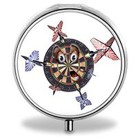 Darts Pill Case, Round Stainless Drug Organizer Container Medicine Cover for Pocket Daily&Weekly