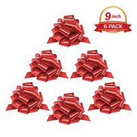 Zoe Deco Gift Bows (Red, 9” Wide, 24 Loops, 6 Pack), Weather Resistant Gift Bow, Red Pull Bows, Bows for Gifts, Gift Bows for Presents, Gift Wrapping and Decoration