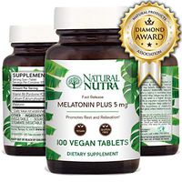 Natural Nutra Vegan Melatonin 5mg with B6, Fast Dissolve, Time Release with Calcium for Optimal Sleep, Rest and Relaxation, Gluten Free, 100 Tablets