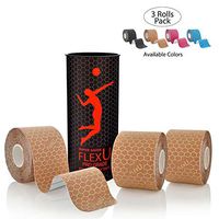 FlexU - Skin Tone Kinesiology Tape; Super Saver 3 Roll Pack; 60 Pre-Cut 10 Inch Strips; Hypoallergenic Longer Lasting Pro Grade Synthetic Therapeutic Recovery Athletic Wrap Tape