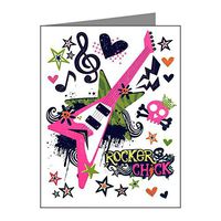 Note Card Rocker Chick Guitar Treble Clef
