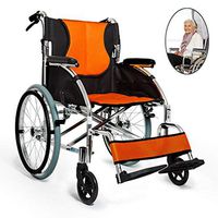 Folding wheelchair Self-propelled Wheelchairs-lightweight Aluminum Folding Wheelchairs For The Elderly And Disabled Care Wheelchairs With Attendant Brakes-suitable For Indoor And Outdoor Use Orange We