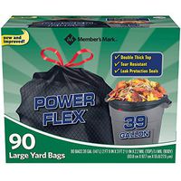 Member's Mark 39 Gallon Power-Guard Drawstring Yard Trash Bags, 90 Count