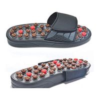 Massage Shoes, Unisex Health Foot Shoes, Blood Circulation Therapy, Reflective Massage Slippers, Acupuncture Foot Massage Shoes (Color : Black)