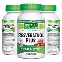 Botanic Choice Resveratrol Plus - Adult Daily Supplement - Optimum Natural Blend Supports Cardiovascular Wellness Promotes Healthy Blood Circulation Capillaries and Blood Vessel Function