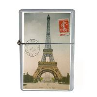 Wind Proof Dual Torch Refillable Lighter Vintage Poster D-030 Eiffel Tower Paris Postcard Decorative Decoupage Vintage Style