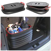Juesi Folding Storage Bucket with Lid, 37L Outdoor Fishing Telescopic Barrel Car Storage Picnic Box Case Home Housekeeping Organizers (Black)