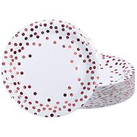 Aneco 60 Pieces Rose Gold Foil Polka Dot Disposable Paper Plates Dinnerware Plates for Party Wedding Anniversary Birthday, 7 inches