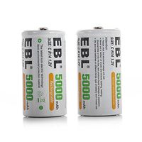 EBL 2 Pack Ni-MH 5,000mAh C Size Rechargeable Batteries