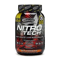 MuscleTech NitroTech Protein Powder Plus Muscle Builder, 100% Whey Protein with Whey Isolate, Milk Chocolate, 22 Servings (2.2lbs)