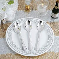 Efavormart 144 Pieces - Silver Plastic 5" Tea Spoon for Wedding Party Banquet Events Buffets - Picturesque Collection