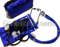 EMI Royal Blue Sprague Rappaport Stethoscope and Aneroid Sphygmomanometer Manual Blood Pressure Set Kit - #330