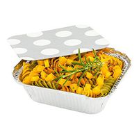 Disposable Aluminum Foil Take Out Food Containers, To Go Pans with Lids - 12 oz - Catering, Meal Prep, Carry Out - Silver Foil with Polka Dot Lid - 200ct Box - Restaurantware